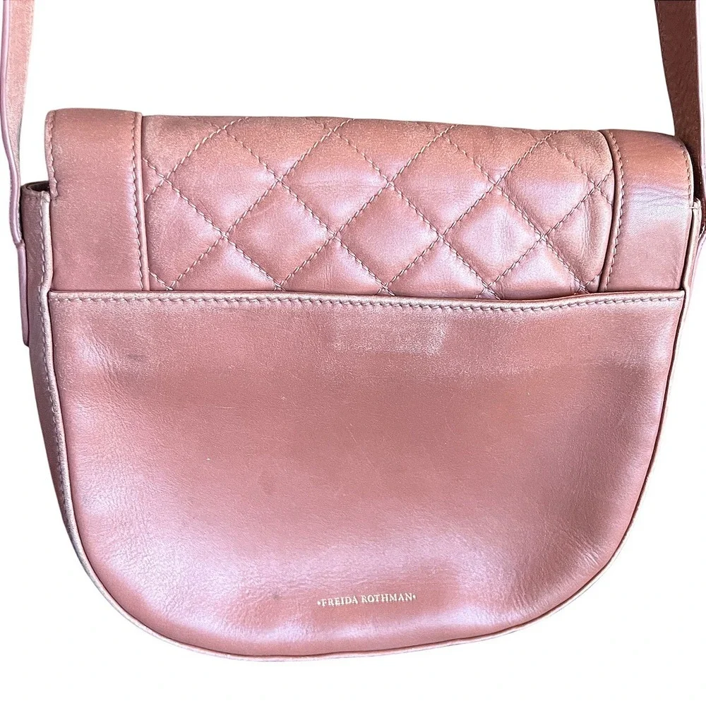 Freida Rothman Quilted Leather Crossbody Bag and Zip Wallet Set Mauve Brown Gold
